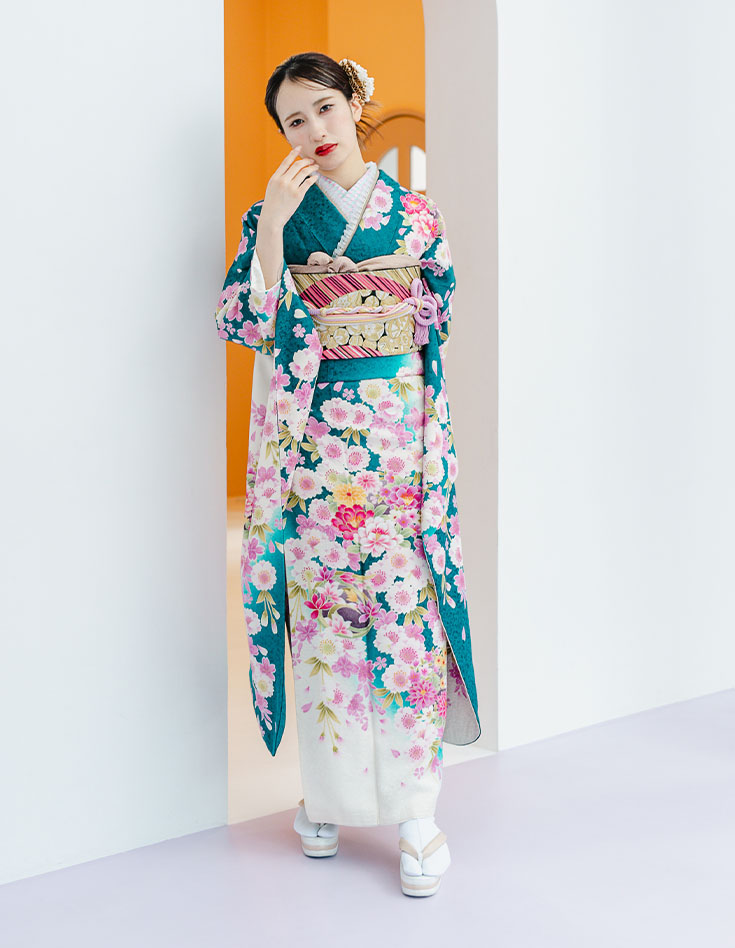 振袖 緑色 正統派きれいめ