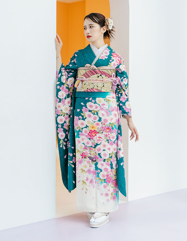 振袖 正統派きれいめ 緑色