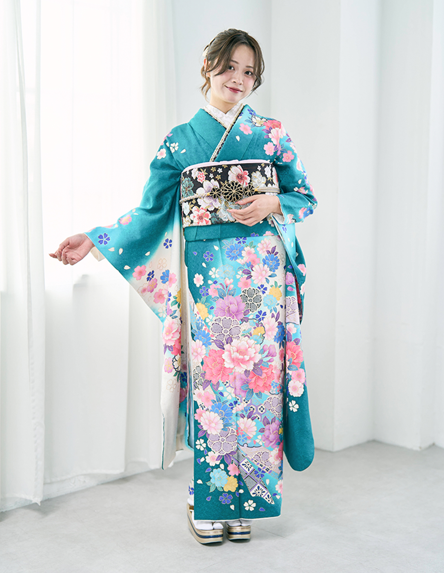 振袖 青色 正統派きれいめ