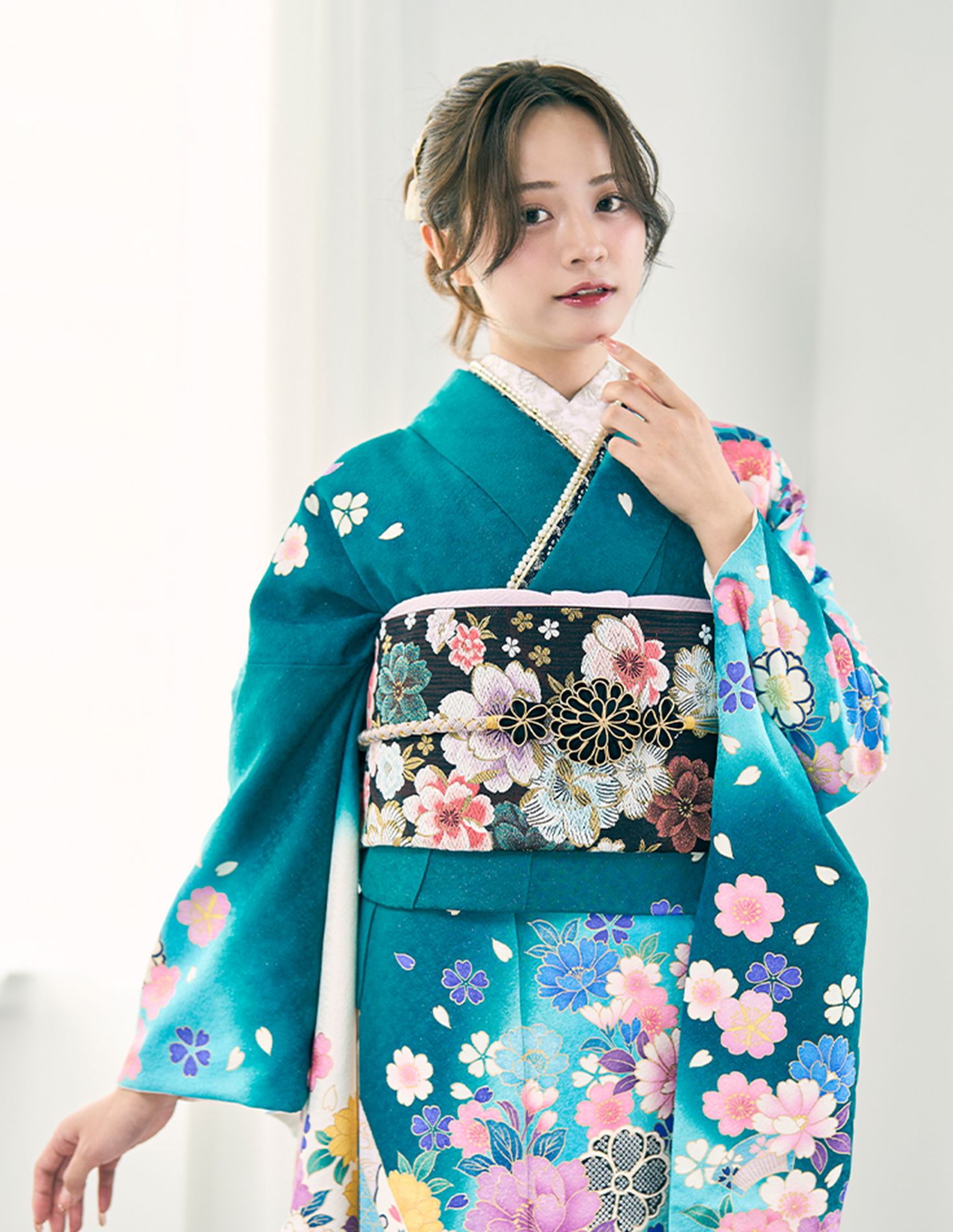 振袖 青色 正統派きれいめ