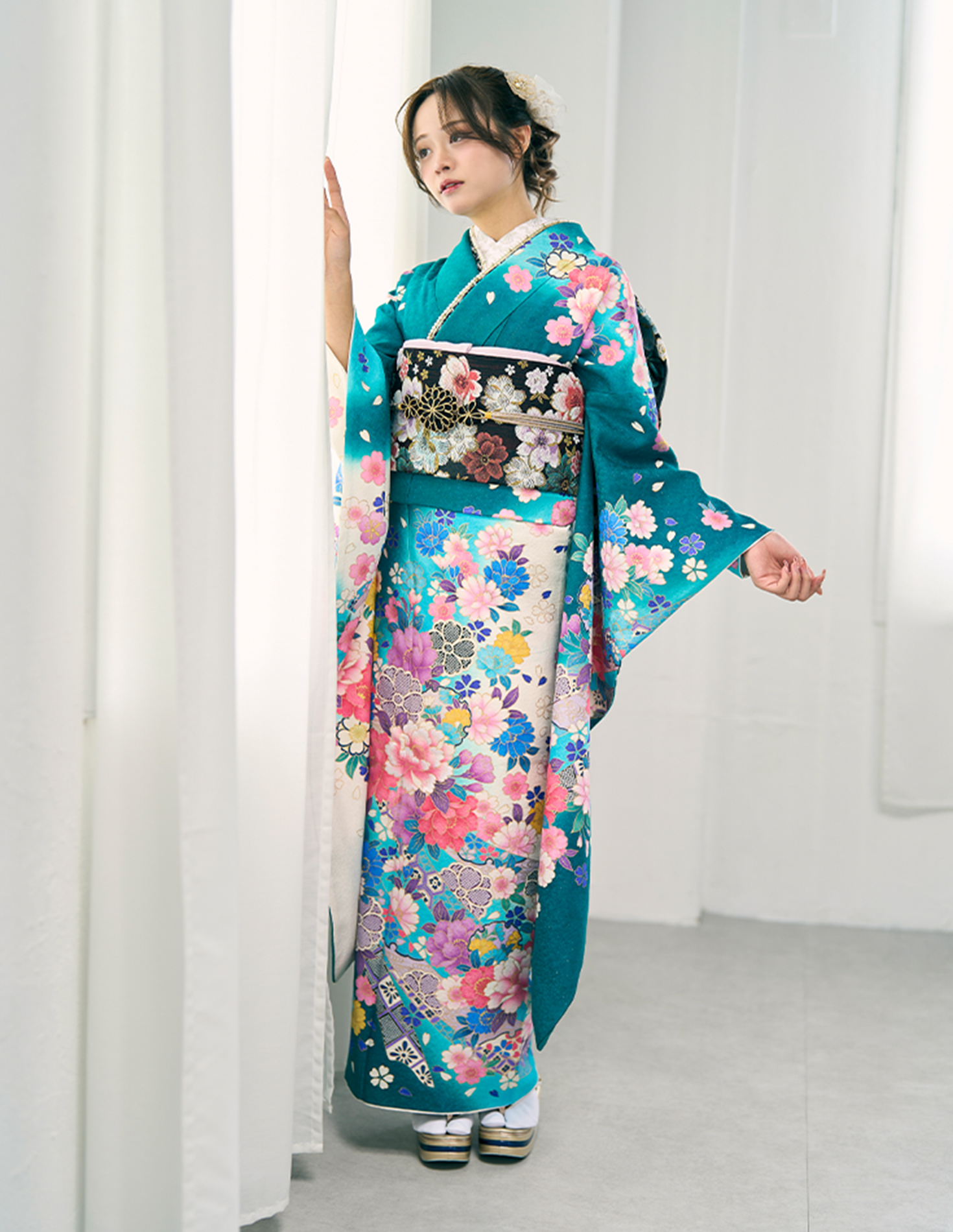振袖 青色 正統派きれいめ