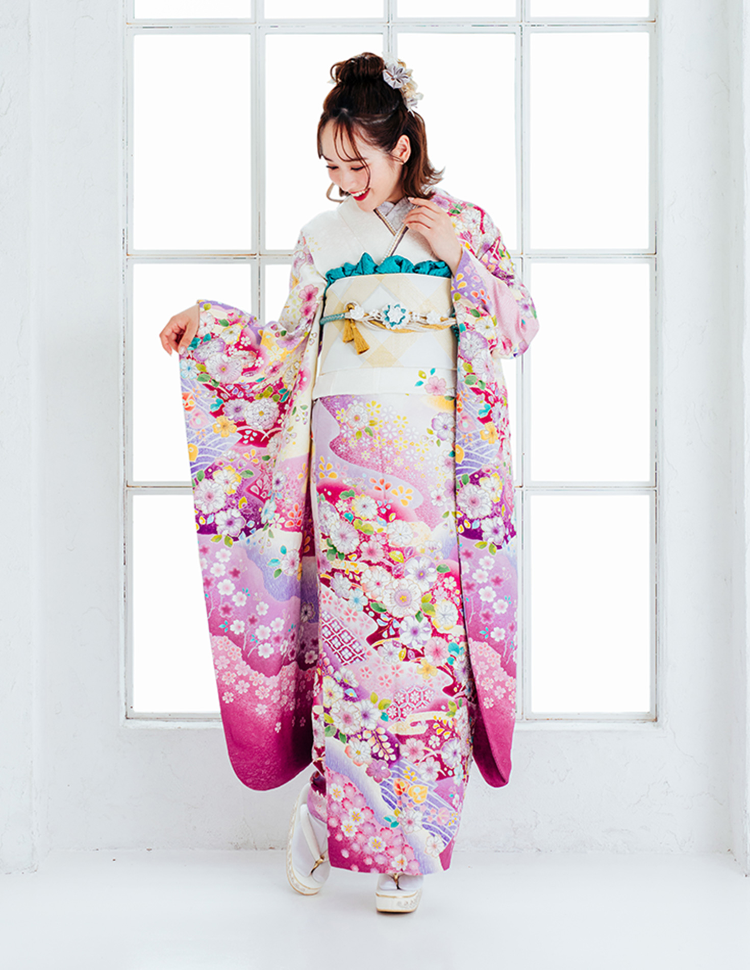 振袖 白色 ガーリー