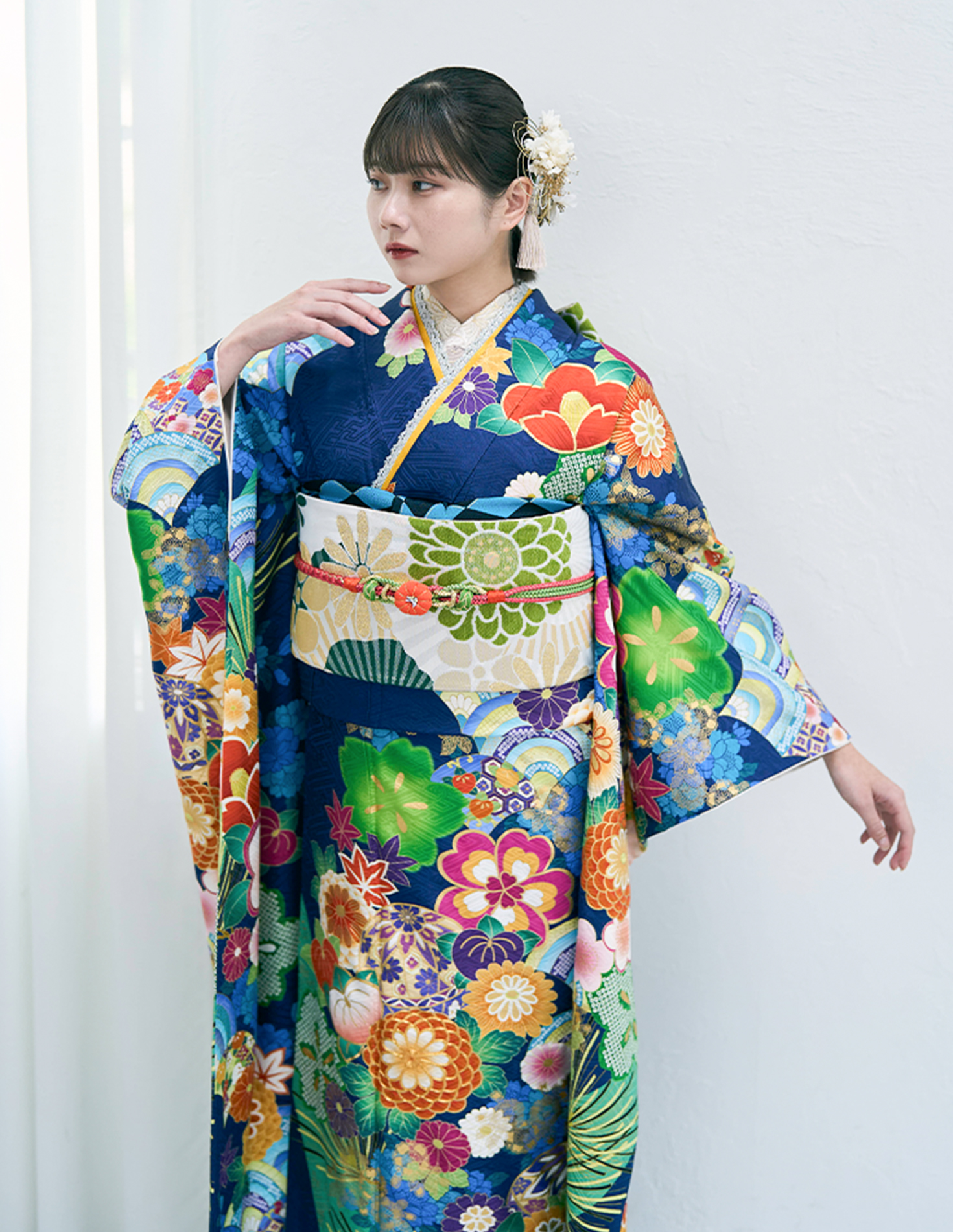 振袖 青色 個性的