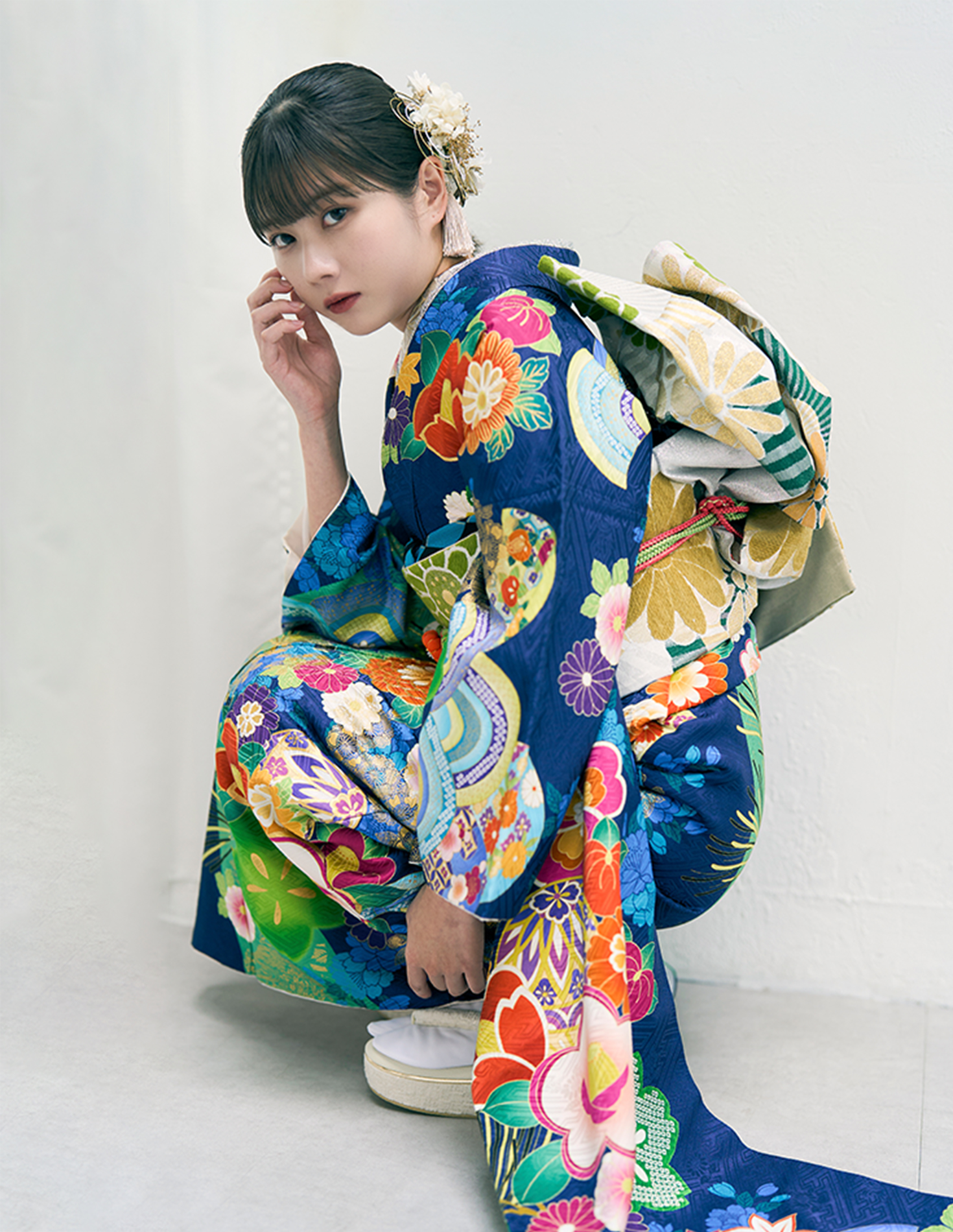 振袖 青色 個性的