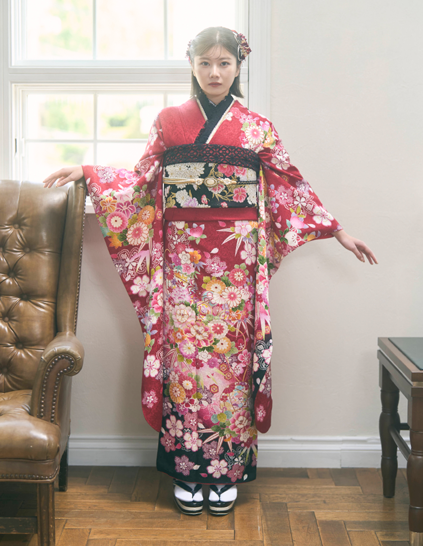 振袖 古典柄 赤色