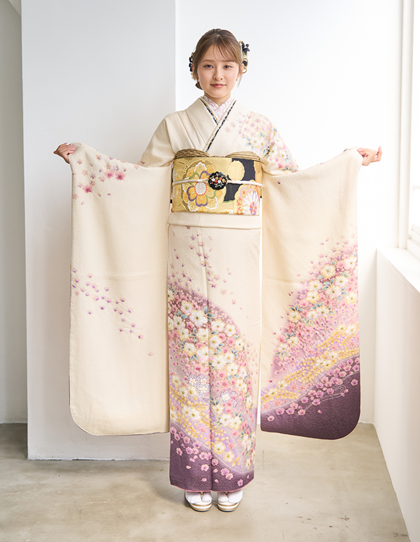 振袖 古典柄 白色