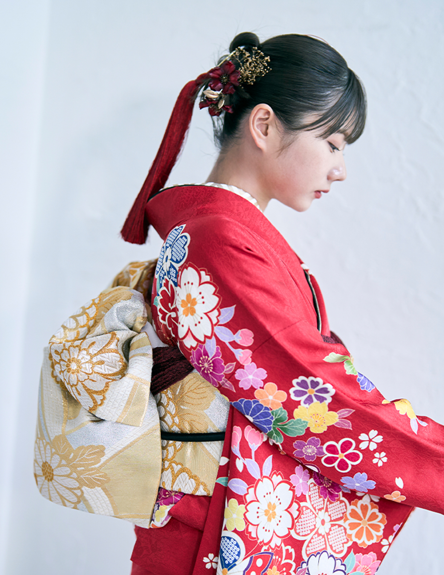 振袖 赤色 個性的柄