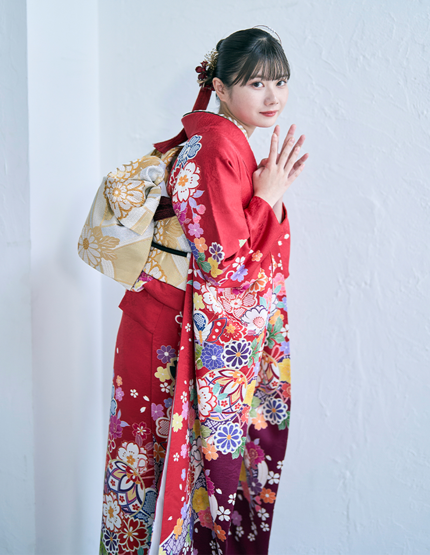 振袖 赤色 個性的柄