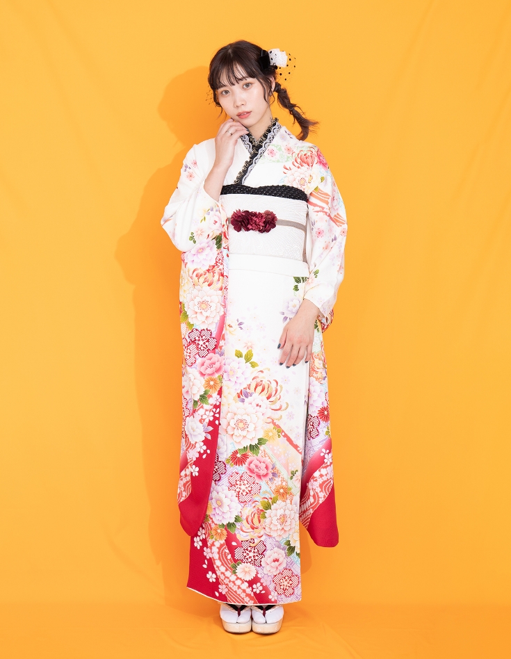 振袖 白色 ガーリー