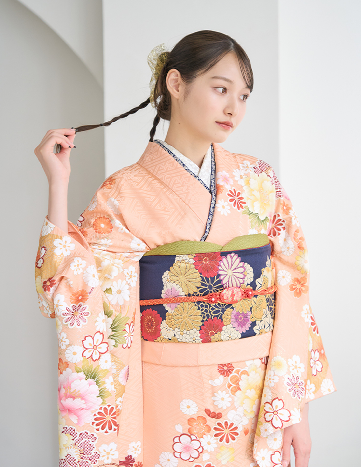 振袖 オレンジ色 正統派きれいめ