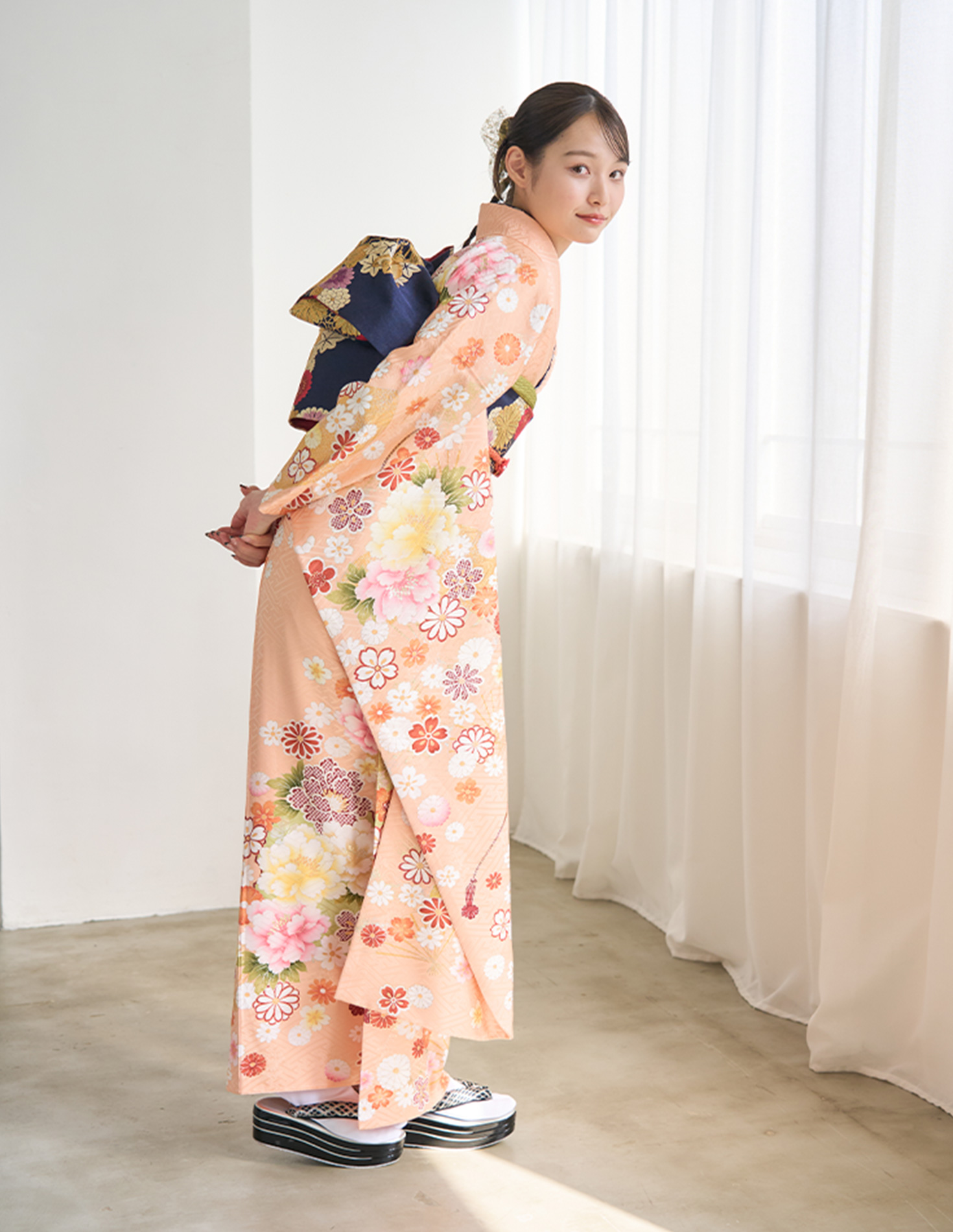 振袖 オレンジ色 正統派きれいめ