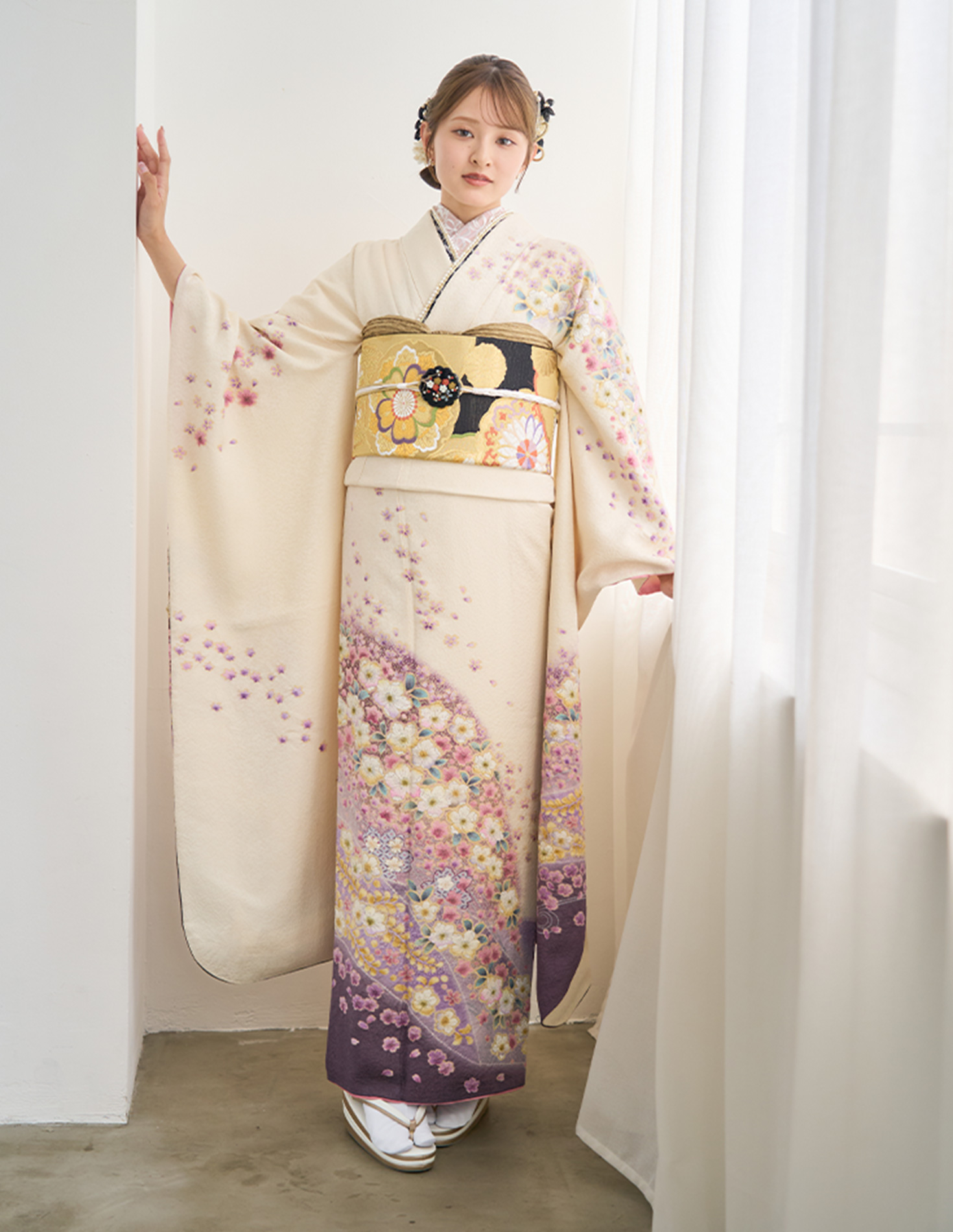 振袖 白色 古典柄