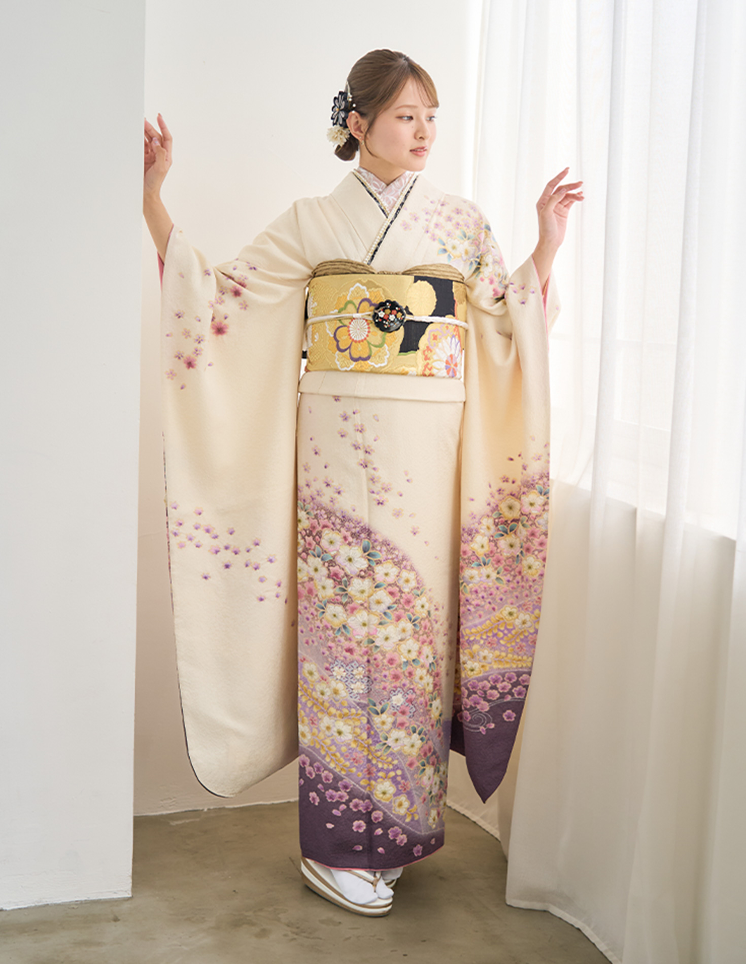 振袖 白色 古典柄