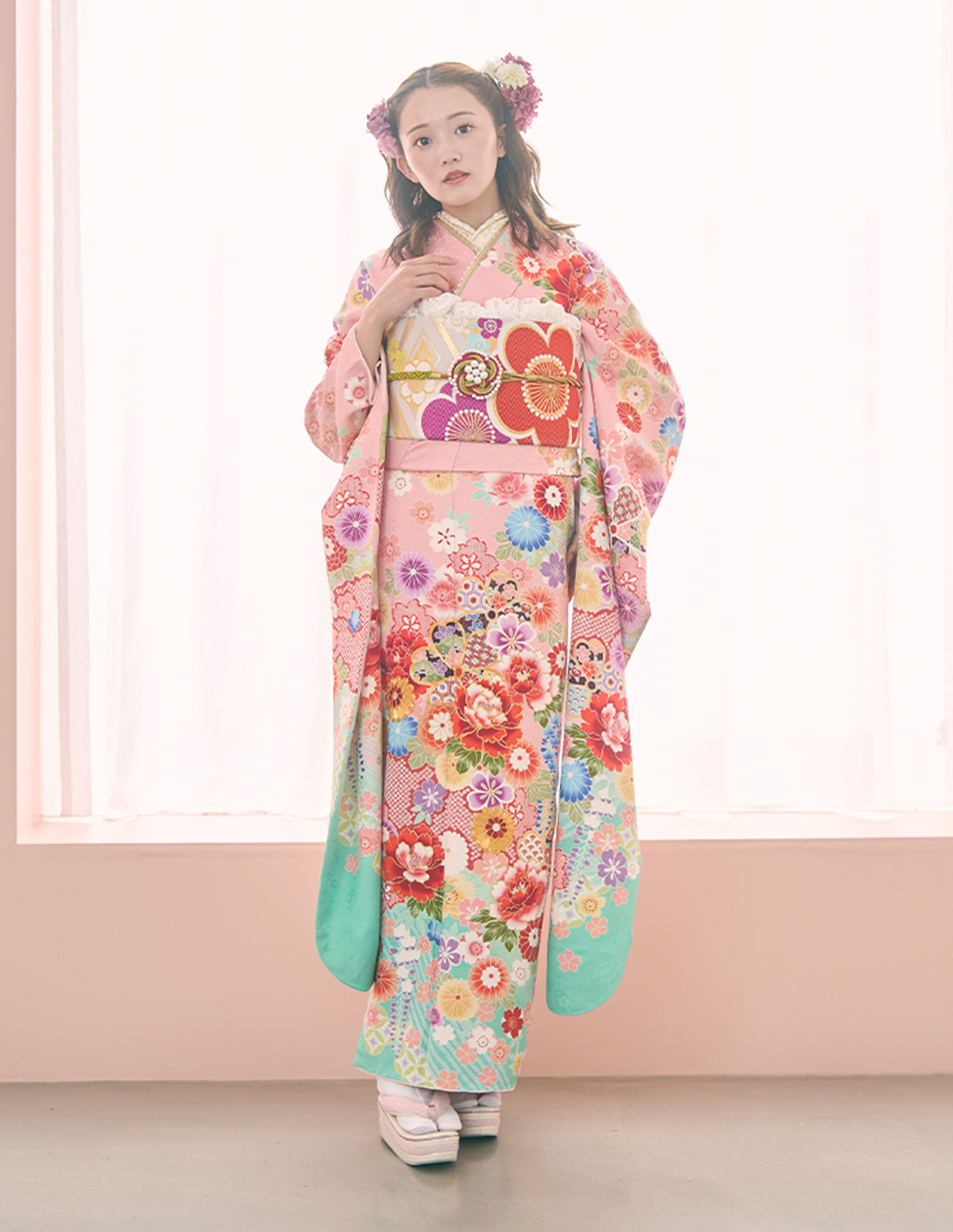 振袖 ピンク色 ガーリー