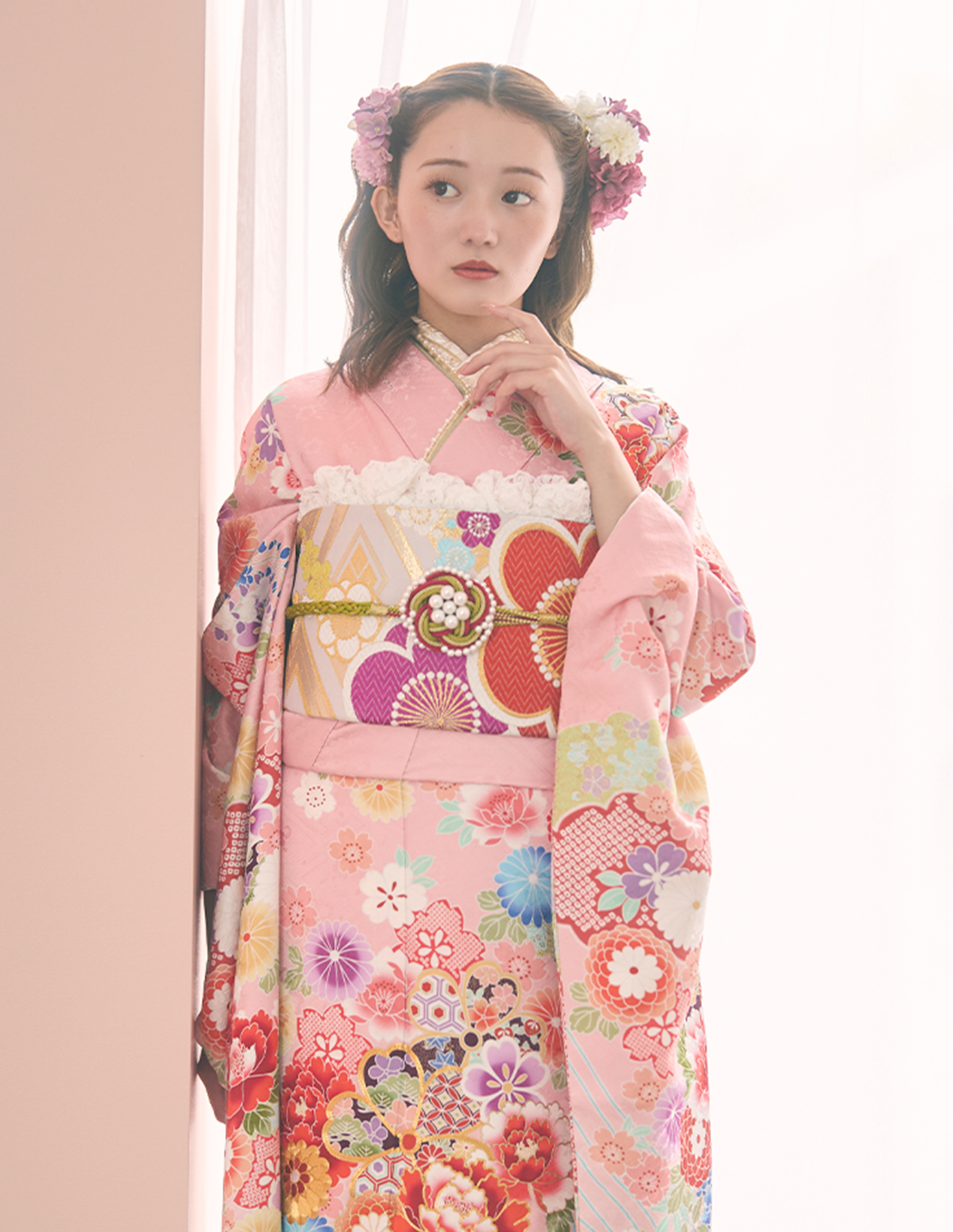 振袖 ピンク色 ガーリー