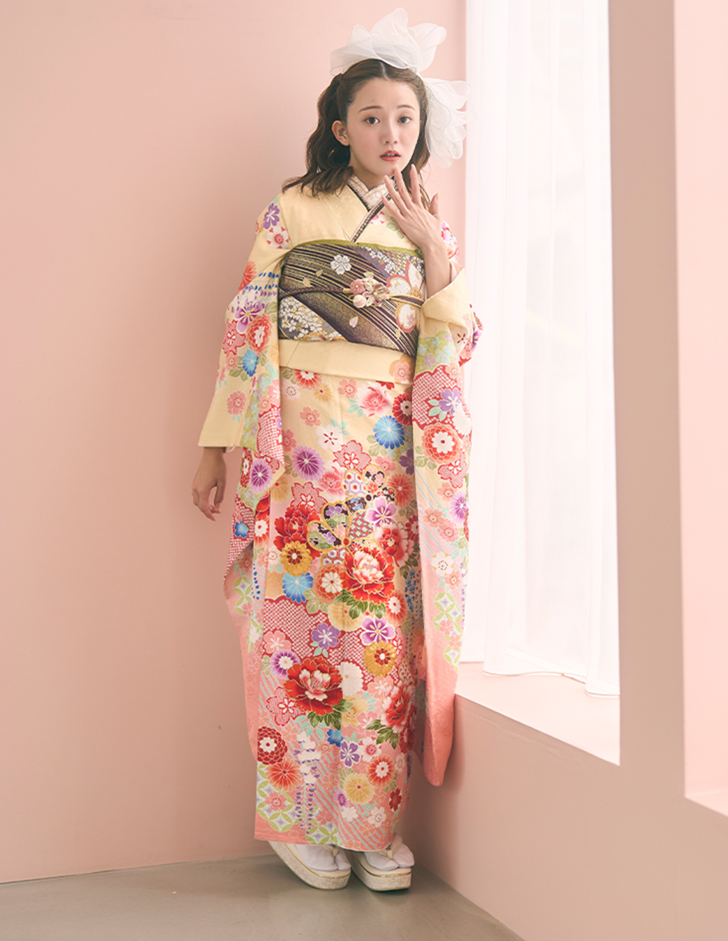振袖 黄色 ガーリー