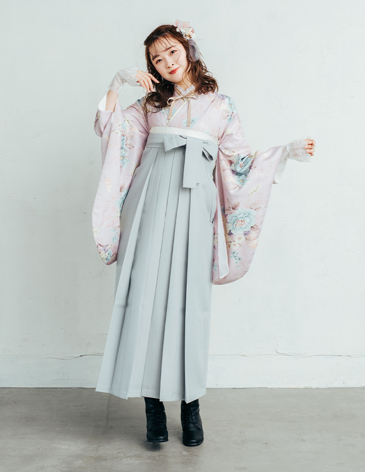 袴 ガーリー ダマスクローズ・百合