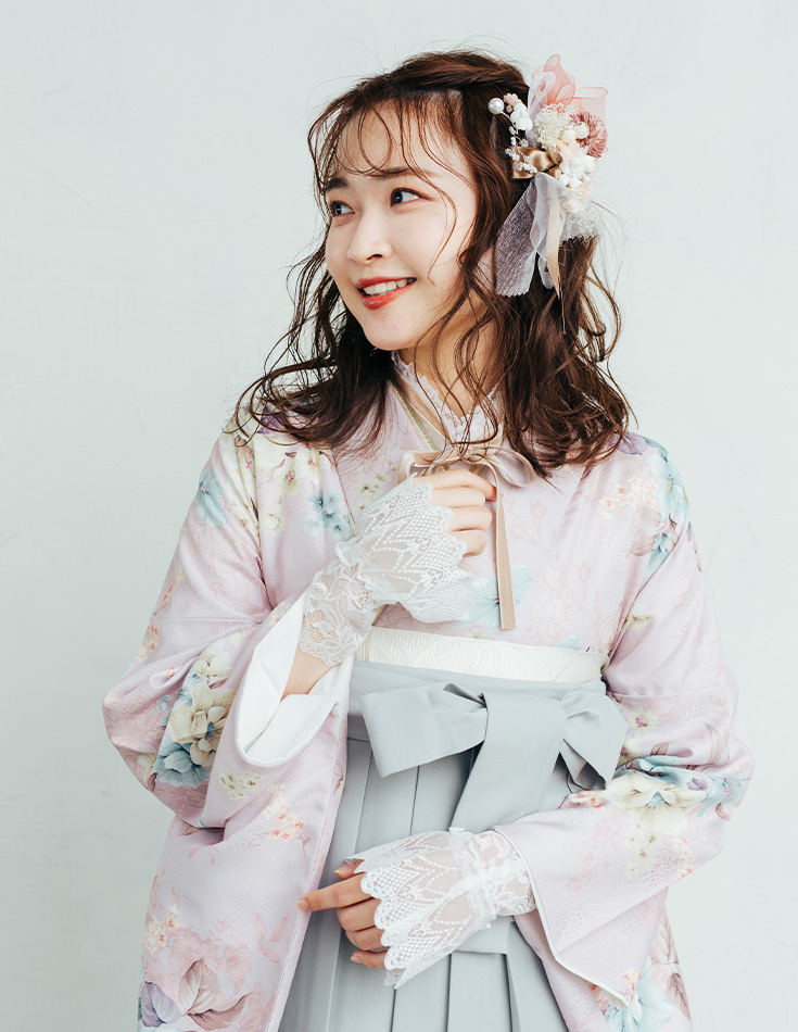 袴 ガーリー ダマスクローズ・百合